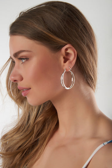 Elegant silver hoop earrings - C1170 - FINAL SALE