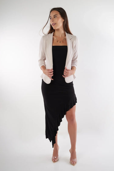 Magasinez la robe bustier élégante avec fente de la nouvelle collection de la Boutique Colori - Shop the elegant bustier dress with front slit from new collection from Boutique Colori